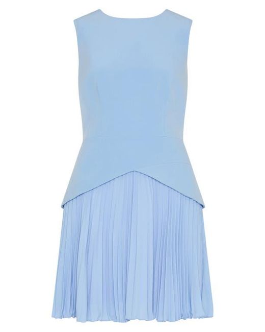 MILLY Blue Haddy Sleeveless Pleated Minidress