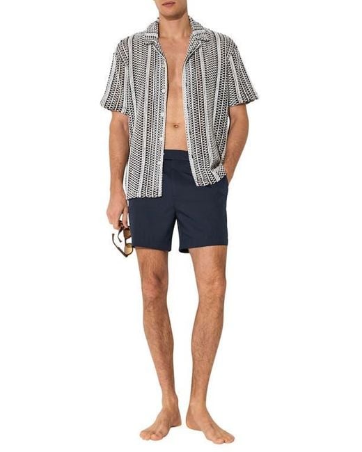 Reiss Blue Sun Solid Side Adjuster Swim Trunks for men