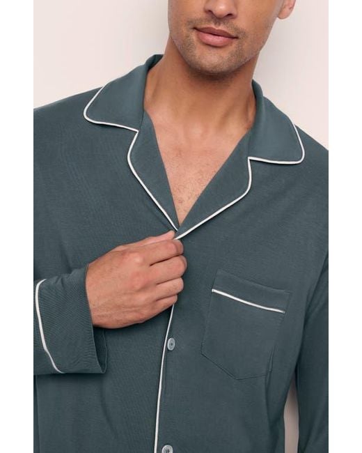 Eberjey Blue William Stretch Tencel Modal Long Pajamas for men