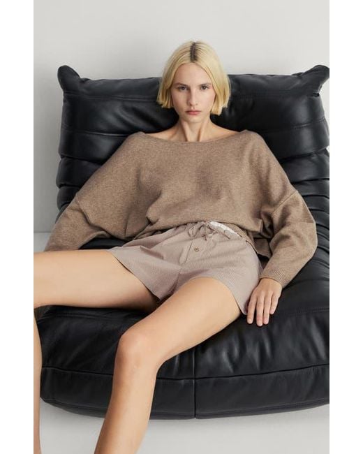 Mango Natural Stripe Pajama Shorts