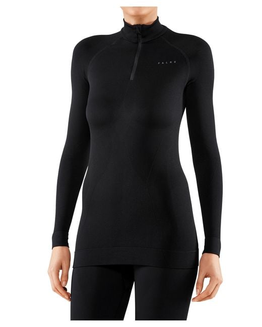 Falke Black Maximum Warm Zip Base Layer Top