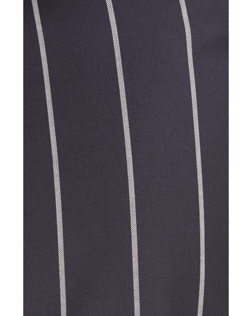 Monse Blue Pinstripe Pleated Asymmetric Hem Miniskirt
