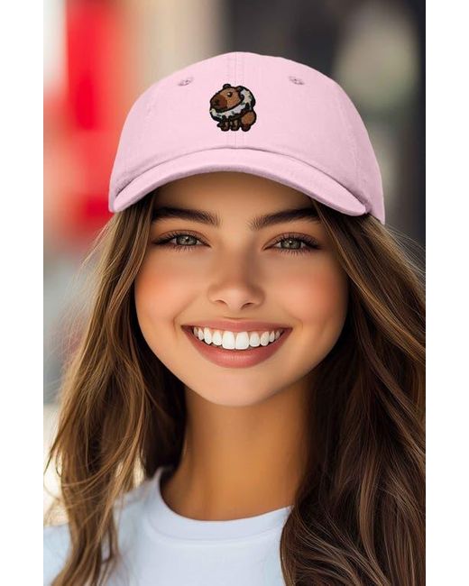 Alix Pink Capybara Donut Embroidered Cap for men