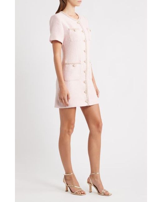 Endless Rose Pink Tweed Button-Up Minidress