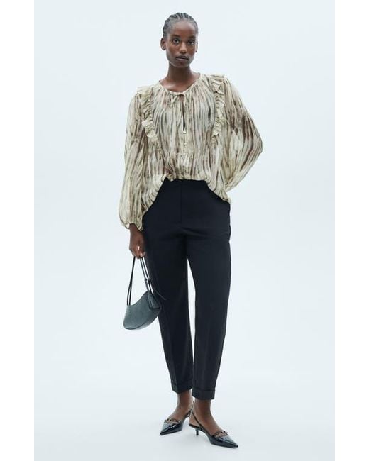 Mango Green Ruffle Semisheer Top