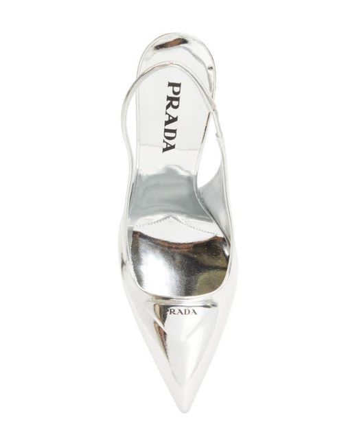 Prada White Puffy Logo Slingback Pump