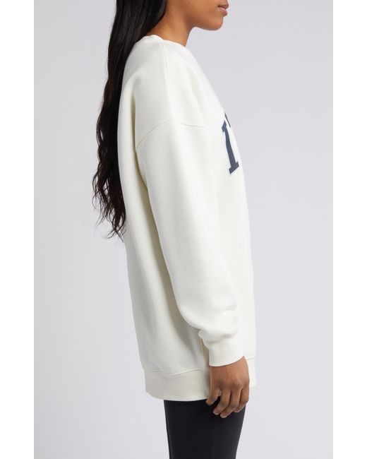 BP. White Oversize Graphic Crewneck Sweatshirt