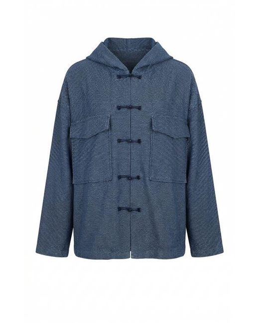 Modenaire Blue Toggle Closure Hooded Jacket for men