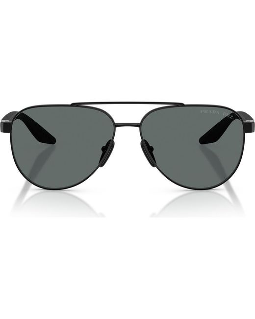 Prada Linea Rossa Gray 58Mm Polarized Pilot Sunglasses for men