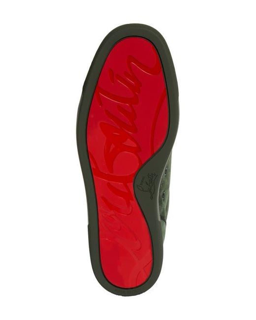 Christian Louboutin Green Louis Junior Spikes Orlato Suede Sneaker for men