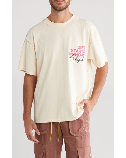 DIET STARTS MONDAY White La Cotton Graphic T-shirt for men