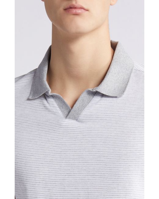 Robert Barakett White Fitch Slim Fit Stripe Contrast Collar Cotton Polo for men