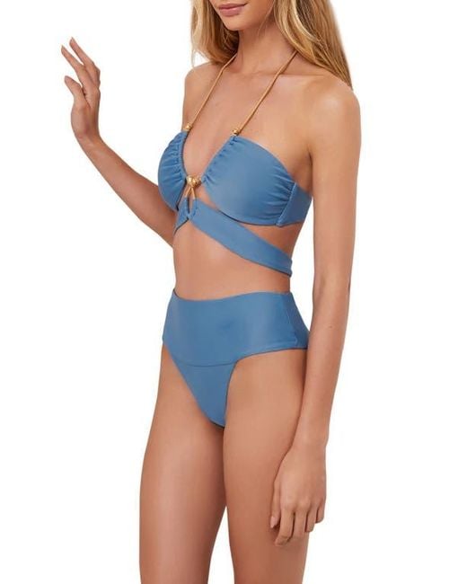 ViX Women's Blue Jessica Solid High Waist Bikini Bottoms