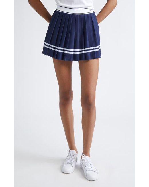 Sporty & Rich Blue Italic Logo Pleated Skort