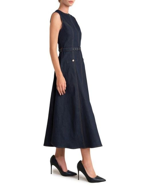 FREEMARKET Blue A-Line Denim Midi Dress