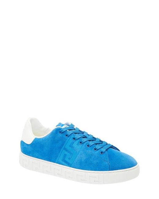 Versace Blue Greca Suede Low Top Sneaker for men
