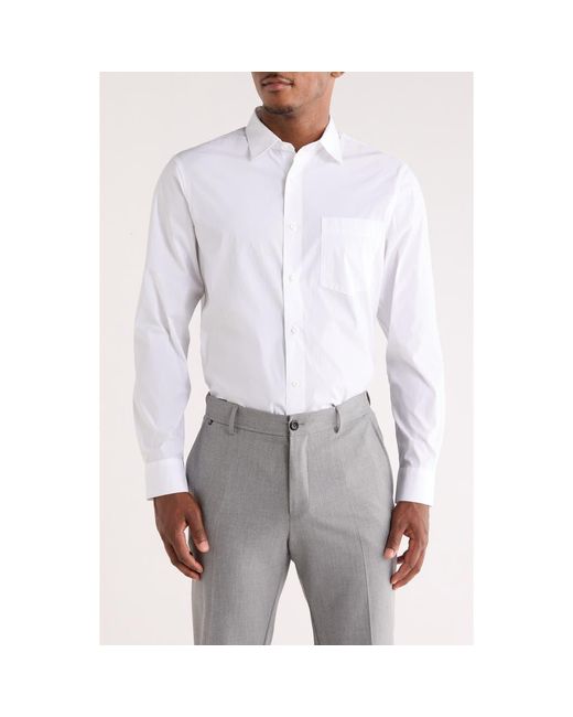 Nordstrom White Solid Stretch Button-Up Shirt for men