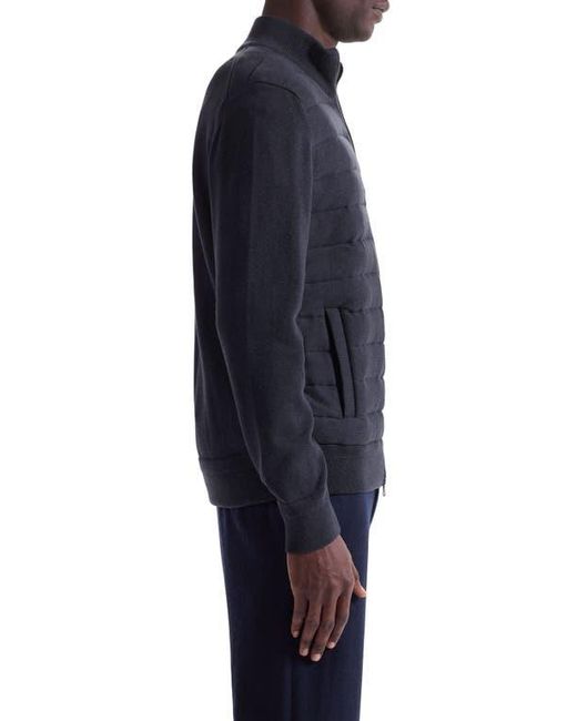 Bugatchi Blue Quilted Zip-Up Sweater Jacket for men