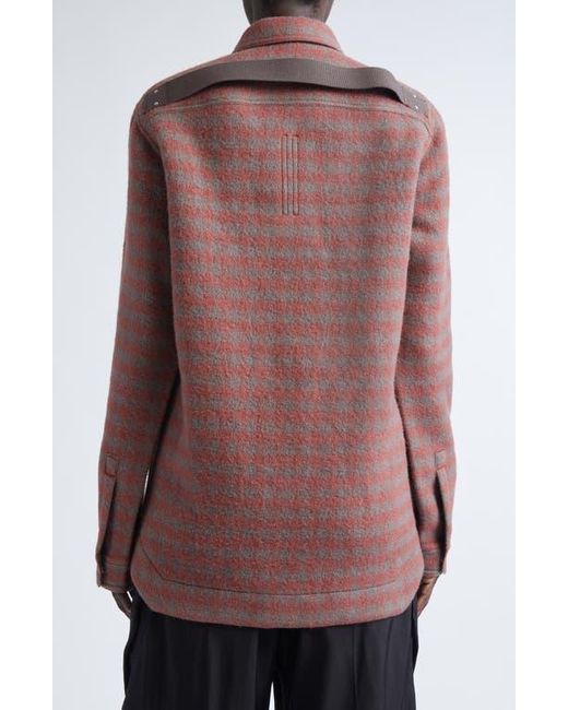 Rick Owens Brown Check Virgin Wool Overshirt