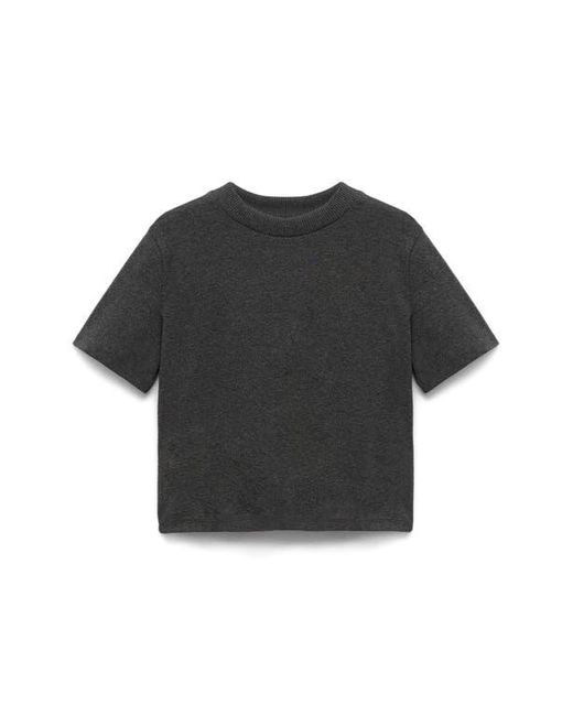 Mango Black Crewneck Stretch Cotton Blend T-Shirt
