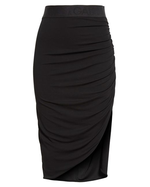 Dolce & Gabbana Black Logo Waist Ruched Jersey Skirt