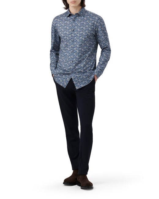 Bugatchi Blue James Ooohcotton® Abstract Print Button-up Shirt for men