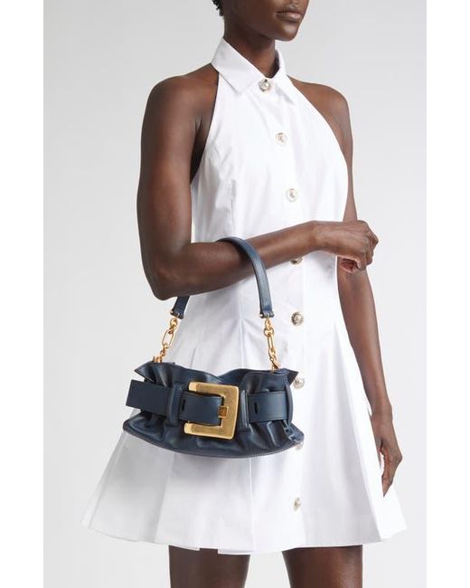 Balmain Blue Mini Anthem Leather Shoulder Bag
