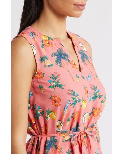 Beach Lunch Lounge Atlas Print Sleeveless Tiered Dress