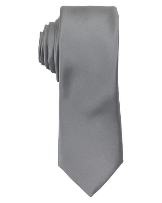 Brooklyn Brigade Gray Solid Satin Tie for men