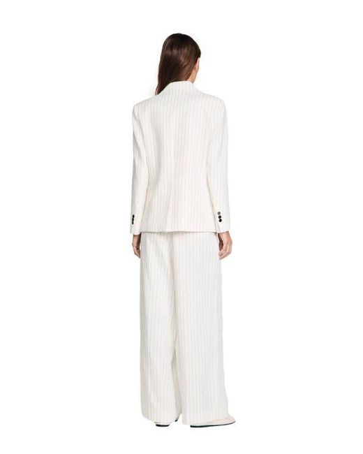 Sandro White Striped Suit Jacket