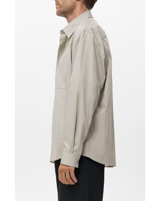 Mango Gray Relaxed Fit Solid Snap-Up Shirt for men