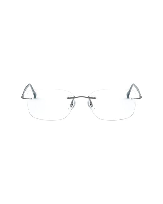 Ray-Ban Metallic 52Mm Rectangular Optical Glasses