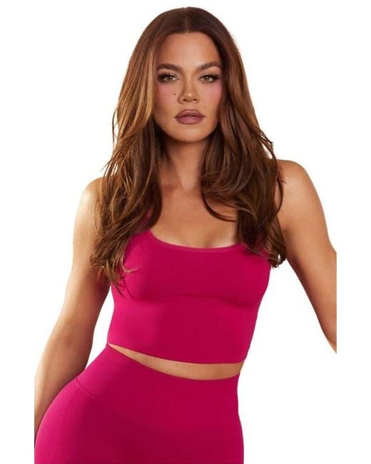 Fabletics Red Seamless Cropped Built-In Bra Tank