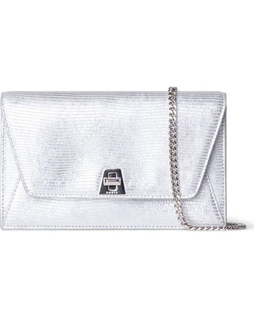 Akris Metallic Anouk Lizard Embossed Leather Envelope Wallet On A Chain