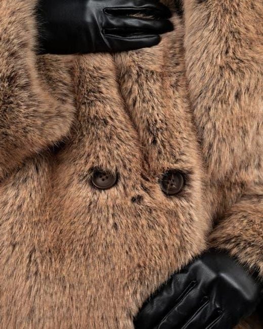 WeWoreWhat Brown Shawl Collar Faux Fur Jacket