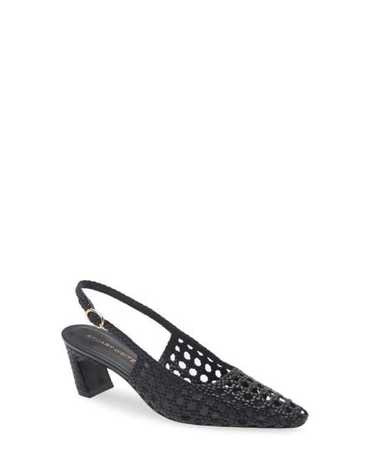 Stuart Weitzman White Stassi Woven Slingback Pump