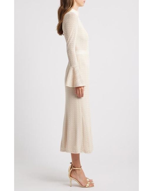 Elliatt Kailee Texture Long Sleeve Midi Dress in Natural | Lyst Elliatt Kailee Texture Long Sleeve Midi Dress in Natural | Lyst