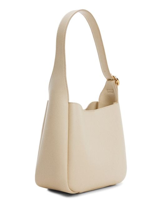 Mango Natural Statement Buckle Faux Leather Hobo Bag