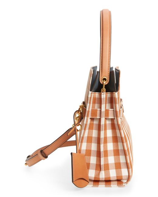 Tory Burch Multicolor Small Lee Radziwill Gingham Double Bag Satchel