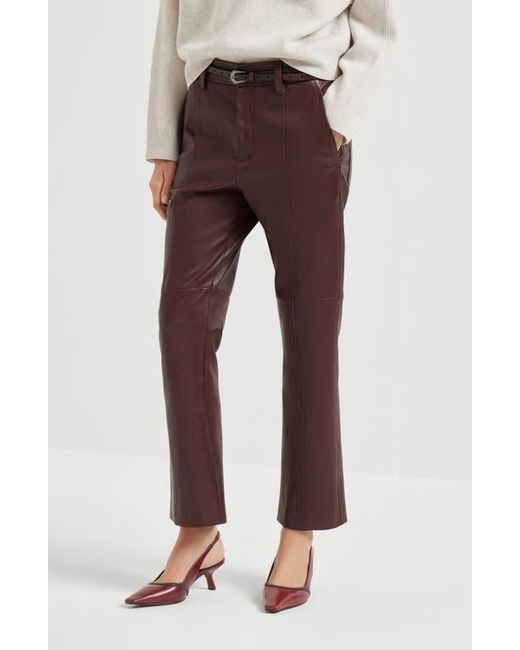 Brunello Cucinelli Red Square Cigarette Trousers