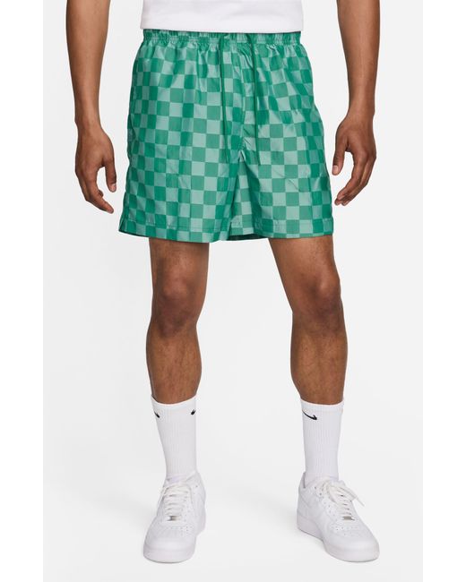 Nike Green Club Flow Check Nylon Shorts for men