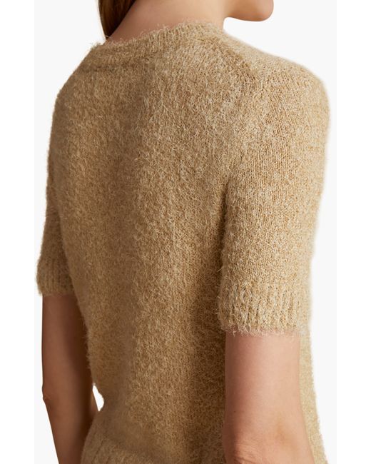 Khaite Brown Luphia Short Sleeve Silk & Cashmere Sweater