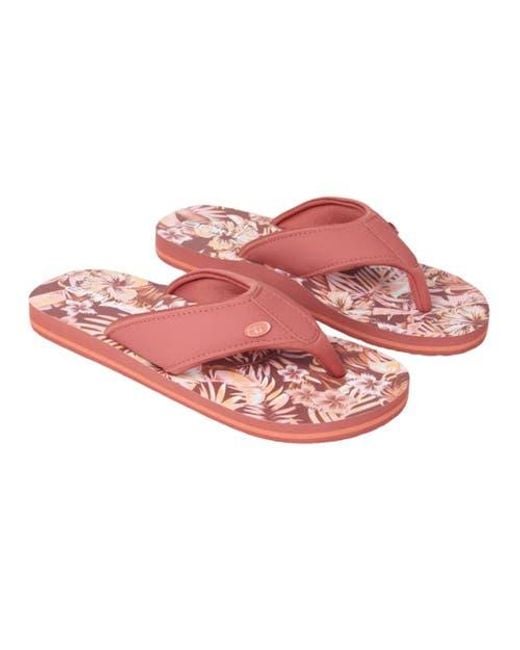 Animal Pink Leaf Print Flip Flops