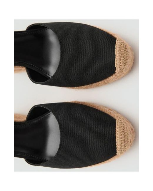 Mango Black Ankle Wrap Platform Wedge Espadrille