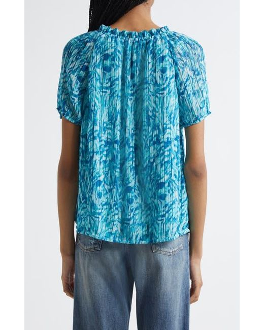 Ramy Brook Blue Soraya Pleated Puff Sleeve Top
