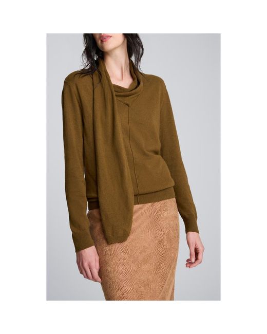Kenneth Cole Green Cowl Neck Sweater With Attached Scarf