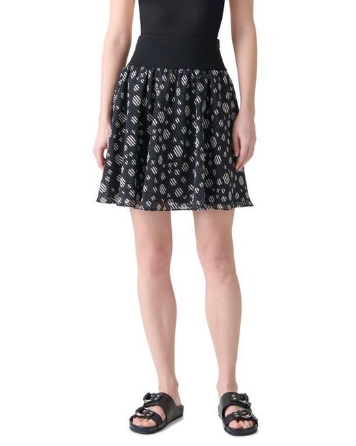 Akris Punto Black Circle Print Burnout Stripe Flared Skirt