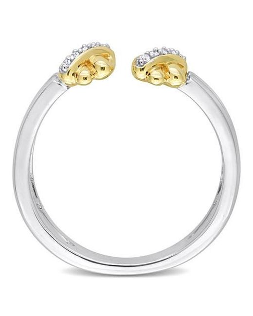 Julianna B Metallic Diamond Crossover Open Ring 14K