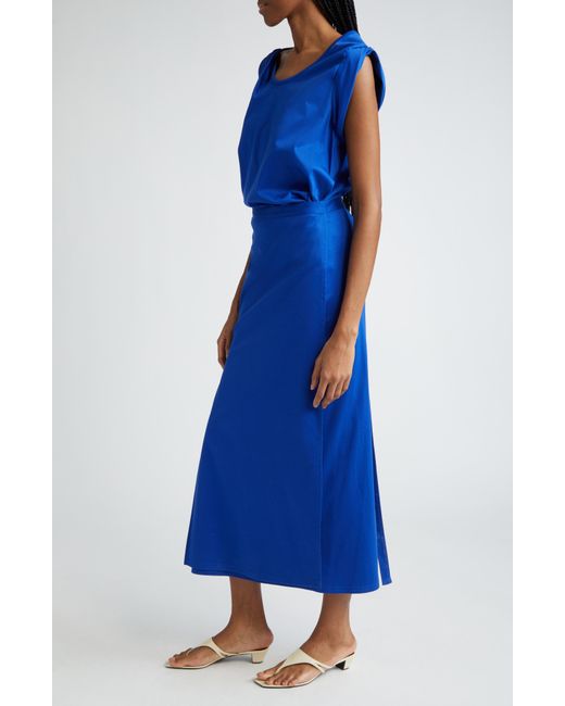 Proenza Schouler Blue Lynn Tie Back Organic Cotton Jersey Midi Dress