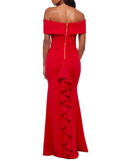 betsy and adam ruffle back gown